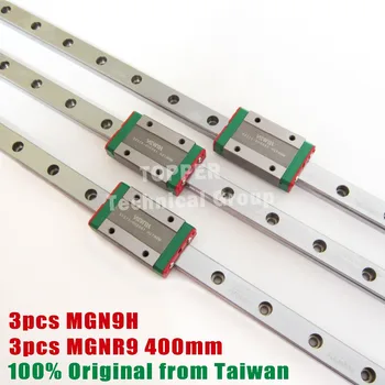 HIWIN MGN9 400mm lineaarne juhend raudtee koos MGN9H lükake plokid roostevabast terasest MGN 9mm jaoks CNC 3d printeri osad