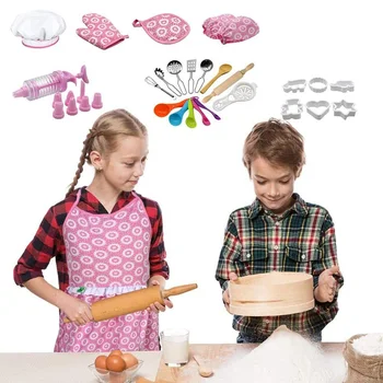 Lapsed Keetmine ja Küpsetamine Komplekt, Köök Role Play Komplekt Sisaldab Põll Väikesed Tüdrukud Koka Müts Mitt & Anum