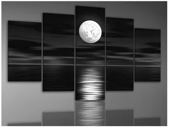 Käsitöö Moodne Must Pilt Lõuendil Kuu õlimaal Käsitsi maalitud Abstraktsed Seina Art Sescape Kodu Kaunistuseks Maastik