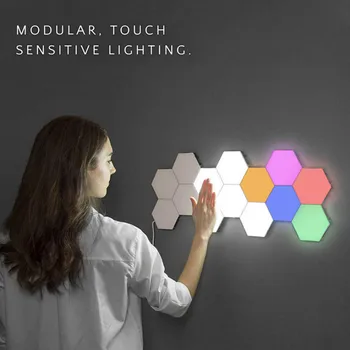 Colornight kerge magamistuba teenetemärgi touch sensor LED moodul light kuusnurkne magnet seina riputamise loominguline kodu kaunistamiseks valgust