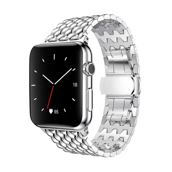 Rihm Apple watch band 44mm 40mm seeria 5 4 3 2 asendamine watchband iwatch 42mm 38mm luksuslik roostevabast terasest link käevõru