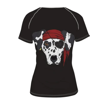 Kohandatud Must 3d-Loomade Dalmaatsia Piraat Koer T-särk, Lühikesed Varrukad Naiste Lahe 3d Naised, Daamid Tops Tee Uudsus Tshirt