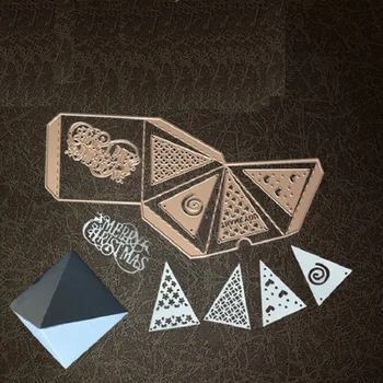 Triangle 3D box Metalli Lõikamine Sureb Šabloonid DIY Scrapbooking/photo album Dekoratiivne Reljeef DIY Paber-Kaardid