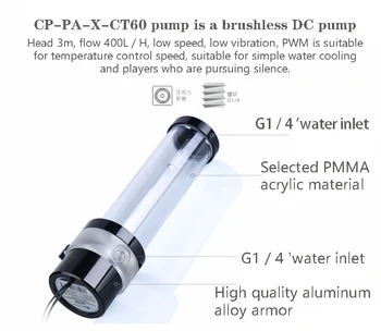 BYKSKI DDC veepaak veepump Combo Voolu, Lift 3Meters Maksimaalse Voolu 400L/H, kus A-RGB/RGB LED Light Kokku Pikkus 173/223/273mm
