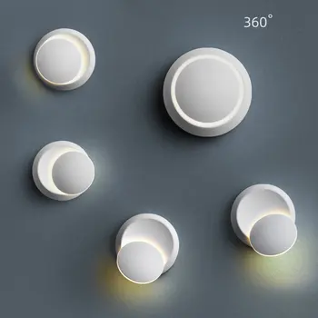 Led Seina Lamp 360 Kraadise Pöörde Reguleeritav Voodi Kõrval Hele Valge Must Loominguline Seina Lamp Must Moodne Vahekäigus Ringi Lamp
