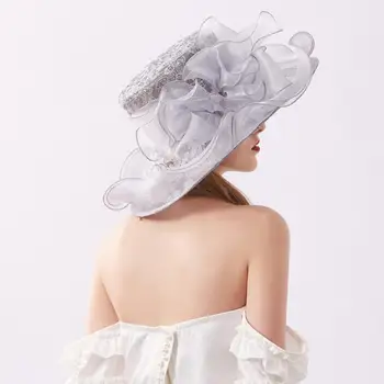 Uued Pulmad Sun Mütsid Naistele Elegantne Õhtul Organza Lill Litrid Müts chapeau de mariage Pulm Tarvikud YSAN610
