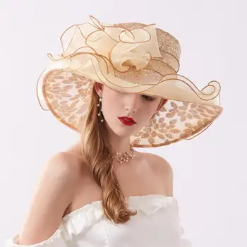 Uued Pulmad Sun Mütsid Naistele Elegantne Õhtul Organza Lill Litrid Müts chapeau de mariage Pulm Tarvikud YSAN610
