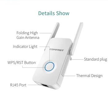 Kodus Wifi Repeater 300-1200Mbps Traadita Wi-fi levi laiendaja Võimendi 5Ghz 802.11 b/g/n/ac Wifi Booster Antenn AC Wi fi Ruuter