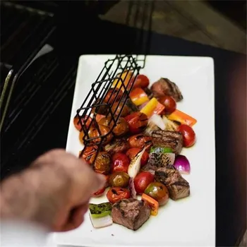 Lihtne Kebab Grill Korvid Kokkuklapitavad BBQ Grill Võre, Roostevabast Terasest Kebab Non-Stick Kabob Korvid Väljas Grill Tarvikud