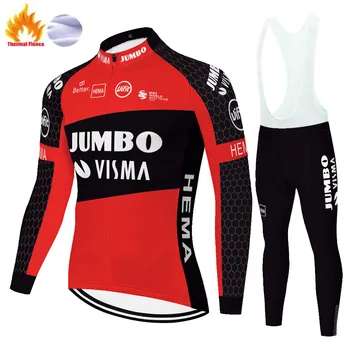 Uus meeskond jumbo visma bike jersey set MTB Racing ropa Ciclismo Talvel Termilise Fliis bike12D GEEL pad ropa ciclista hombre 2021