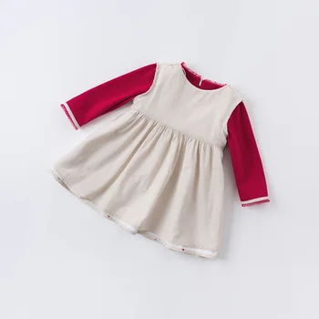 DBS14512 dave bella sügisel beebi tüdruk on armas bow dots prindi kleit laste mood pool kleit lapsed imiku lolita riided