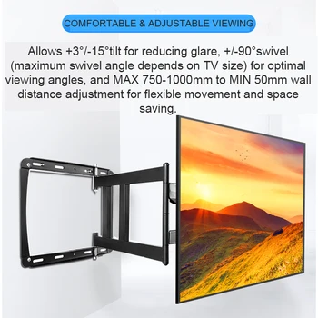 TV Wall Mount Bracket 32-80Inch TV, Full Motion TV Frame Swivel Selgeks 4 Pikkade Käte Max VESA 600x400mm Koormus 100kg