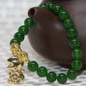 10 stiil 6mm 8mm 10mm looduslik roheline värvitud chalcedony jades ring helmed käevõru käevõru naistele kostüüm ehted 7.5 tolline B1942