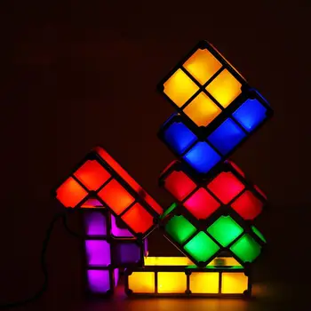 DIY Puzzle Kerge Virnastatavates LED laualamp Constructible Blokeerida Öö Valguses Retro Mäng Tower Beebi Värvikas Telliskivi Mänguasi Kingitus
