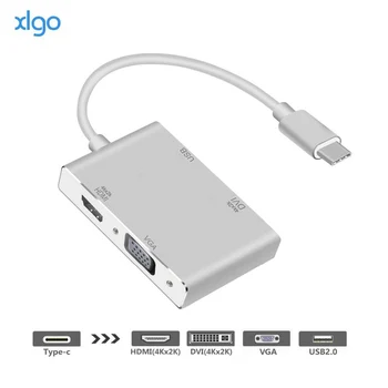 4 In 1 USB-3.1 C-Tüüpi HDMI-DVI-4K VGA USB 3.0 Adapter Converter Sülearvuti Apple MacBook/MacBook Pro/Google Chromebook Pixel