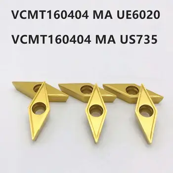 10TK treipingi vahend VCMT160404 MA UE6020 US735 kõrge kvaliteedi karbiid viimistlemine, metalli treimine vahend CNC freespink VCMT 160404