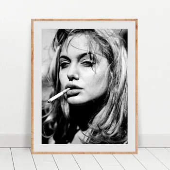Lõuend Maali Seina Pilt Angelina Jolie Plakat Fashion Photography Suitsetamine Blond Tüdruk Prindib Home Decor Tarvikud