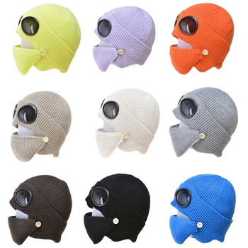 Unisex 2 In 1 soonikkude Beanie Müts Suu Mask Komplekt Talvel Soe, Hingav Lumi Cuffed Kõrvaklapp Kork Prillid, Kaitseprillid