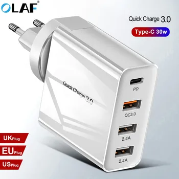 OLAF 48W 3U PD C-Tüüpi USB-Laadija Quick Charger For iPhone Samsung Tahvelarvuti QC 3.0 Kiiresti Seina Laadija MEILE EL UK Plug Adapter