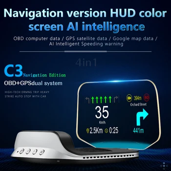 C1 Parim OBD2 HUD Peegel Auto Head Up Display Digital Kiirus Projektor Turvalisus Alarm Uuendatud Versiooni, Õli Temp. Turbo Rõhk