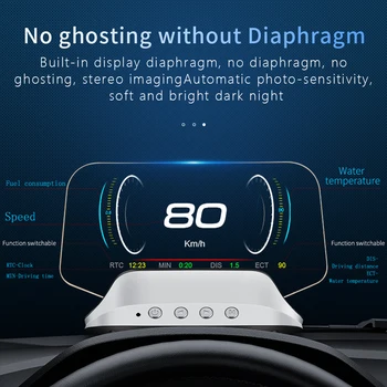 C1 Parim OBD2 HUD Peegel Auto Head Up Display Digital Kiirus Projektor Turvalisus Alarm Uuendatud Versiooni, Õli Temp. Turbo Rõhk