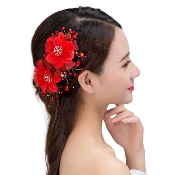 Korea Valge Pits Lill Crystal Pearl Juukseid Kammid Tiaras Naiste Headpiece Pulmakleidid Juuksed Ehted Tarvikud Pruut