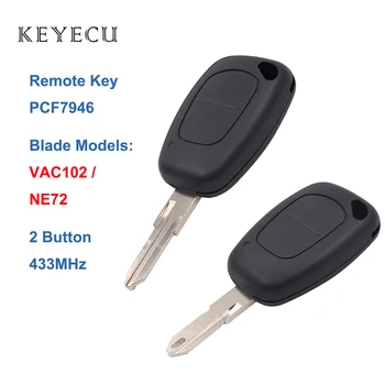 Keyecu Võtmeta Sisenemise Remote Key 2 Nuppu, 433MHz PCF7946 jaoks Renault Kangoo 2003 2004 2005 2006 2007 2008