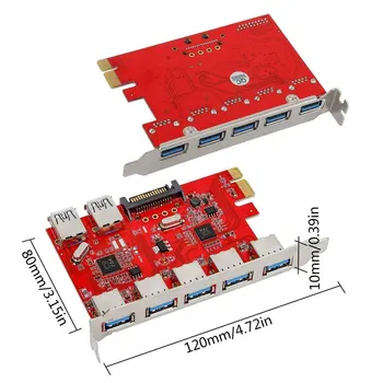 Stabiilne PCI-E 7-Pordid USB 3.0 Expansion Card Adapter 5 Väline Port 2 Internal Laiendamine