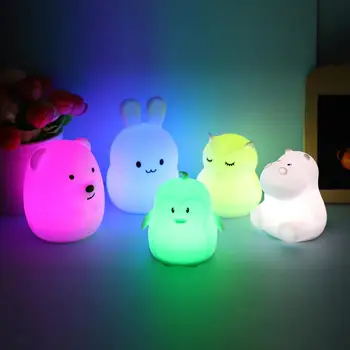 Mini Küülik RGB LED Night Light Teenetemärgi Nightlight Cute Cartoon Silikoonist Jänese Magamistuba Öö Lamp Lapsed, Lapsed, Beebi