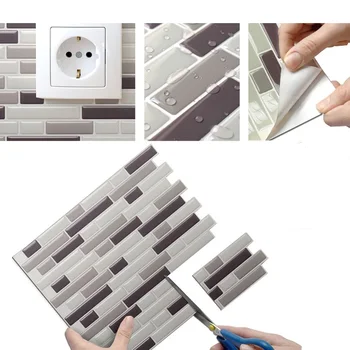 Vividtiles Home Decor Isekleepuv Tapeet 3D Koorega ja Kinni Ruut Seina Plaadid, Köök ja Vannituba Backsplash - 1 Lehel