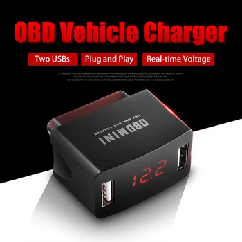 2020 Uusim 12/24V OBD-LED Pinge Ekraan Dual USB-Laadimine Sadamas Auto Sõiduki Telefoni Laadija Pistik Mängida Auto Tarvikud
