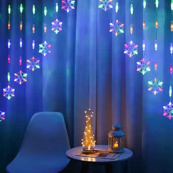 Värvikas Lumehelves Ukse Kardin LED Haldjas String Tuled Vanik jõuluehe Puhkus Valgustus Pulmapidu Dekoratiivsed