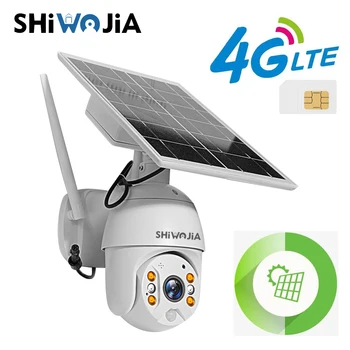 SHIWOJIA 4G/WI-FI Versioon 2MP HD Päikese Kaamera Panel Monitor Väljas Turvalisuse Smart Home Farm Ranch Metsa Kaua Ooterežiimi LED-Alarm