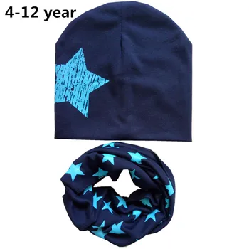 Uus Sügis-Talv Cotton Baby Müts, Sall Seatud Suured Tähed Prindi Beebi Poisid Tüdrukud Beanies Mütsid Väikelapse Lapse ühise Põllumajanduspoliitika Sall 4-12years