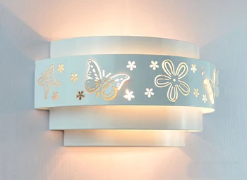 Morden seina lambid Minimalistlik liblikas lill nikerdatud LED e27 seinavalgusti,valge stereoskoopiline Rauast kaas peegli ees /magamistoa komplektid