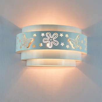 Morden seina lambid Minimalistlik liblikas lill nikerdatud LED e27 seinavalgusti,valge stereoskoopiline Rauast kaas peegli ees /magamistoa komplektid