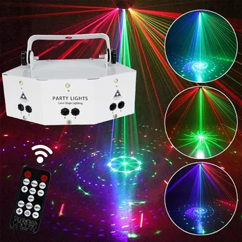 9 Silma Laser Projektsioon Lamp DMX Laser, Strobo Muster Remote RGB Öö Esitulede Projektori Valguse Disco KTV Klubi Lava Poole