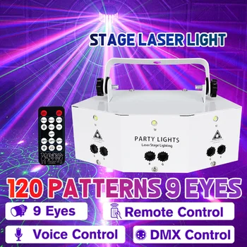 9 Silma Laser Projektsioon Lamp DMX Laser, Strobo Muster Remote RGB Öö Esitulede Projektori Valguse Disco KTV Klubi Lava Poole