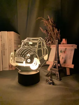 Vintage Auto, 2cv 3d Illusioon Led Night Light Kodu Kaunistamiseks Laste Magamistuba Täiskasvanud Office Decor Light Lahe Classic Auto 3d-Lamp