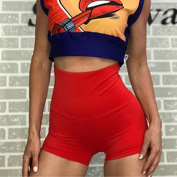 Kõrge Vöökoht Sport lühikesed Püksid Naistele Dry Fit Lühikesed Spordi-Femme Seksikas Sidemega Naiste Spordi Püksid Punane Must Sportlik Uus