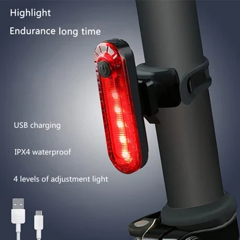 Bike Taillight Ratsutamine Tagumised Led-USB Sissenõutavaks Veekindel Mountain Bike Jalgrattasõit Kerge Saba-lamp Jalgratta Valgus