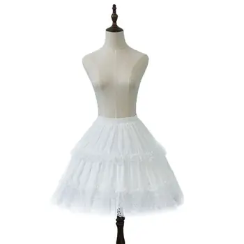 Uus Tüdrukute Seelik Lühikeste Petticoat Cosplay Pits Fishbone Lolita Tõsta Voodriga Valge Must Elastne Vöökoht Alusseelikud E15E
