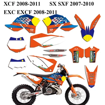 Kleepsud KTM SX SXF Kleebised jaoks KTM EXC EXCF XCW Graafika KTM XCF 125 200 250 300 350 450 525 2008 2009 2010