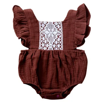 New Baby Suvine Riietus Imiku Vastsündinud Beebi Tüdruk Pits Segast Bodysuits Ruffled Jumpsuits Armas Tahke PlaysuitsBody ülikond