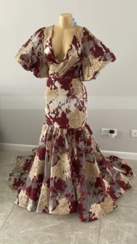 Pikk Õhtu Kleidid 2020 Elegantne Merineitsi Sügaval V-kaelusel Pits Dubai Naiste Partei Ametlik Hommikumantlid