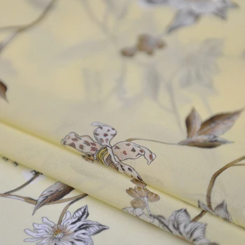 100cm*135cm Elegantne Silk Georgette Riie Krepp Naturaalne Siid Sifonki Kleit Materjal Õie