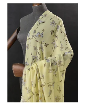 100cm*135cm Elegantne Silk Georgette Riie Krepp Naturaalne Siid Sifonki Kleit Materjal Õie