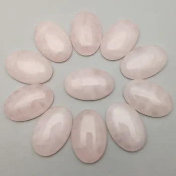 Hulgi mood Looduslik roosa kristall kivi helmed võlusid 20x30mm Ovaalne CAB kivi ümber hole helmed 12tk/palju Vaba shipping