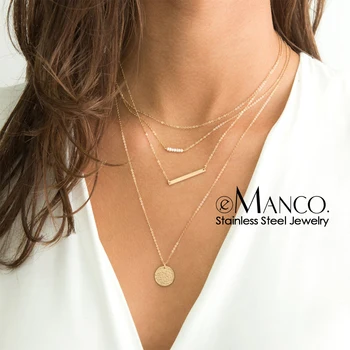 E-Manco mood mitme kihiline kaelakee naiste jaoks kohandatud kiri roostevabast terasest kee naiste ripats choker kaelakee