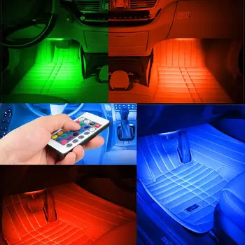 ISincer Auto RGB LED Riba 4*9pcs SMD 5050 10W Auto Interjööri Dekoratsioone Atmosfääri Ribad Auto Rada Korrus Kerge Kaugjuhtimispult